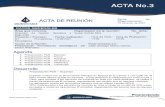 ACTA No...ACTA No.3 + ACTA DE REUNIÓN Fecha de Diligenciamiento: 10 de junio de 2021 DATOS GENERALES Área que convoca: Dirección de Gestión Operativa y Seguridad Organizador de