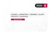 CONSELL MUNICIPAL TURISME I CIUTAT: Valoració i propostes...Pacte de Mobilitat i Turisme 31 octubre de 2017: Acte obert a la ciutadania, GT UEP 16 novembre de 2017: Comissió Permanent