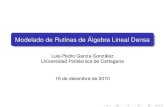 Modelado de Rutinas de Álgebra Lineal Densa · 2010. 12. 14. · Introducción Obtener rutinas paralelas de Álgebra Lineal Densa con capacidad de auto-optimización. Aprovechar