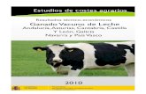 Vacuno de leche...entre 535,75 € (17,12 % del coste de producción completo) en Galicia y 166,85 € (5,01 %) en Canta-bria. Representa una media de 403,22 €, un 13,13% del coste.