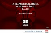 ARTESANÍAS DE COLOMBIA PLAN ESTRATÉGICO · 2020. 6. 10. · Objetivo 2 Programa Proyecto Indicador Meta 2017 Resultado a 2017 Observación Contribuir al aumento de los ingresos