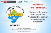 Presentación de PowerPoint - INFOPESCA | Centro para los ......PROYECTO CFC / INFOPESCA “Mejorar el Acceso al Mercado de los Productos Pesqueros y Acuícolas de la Amazonía”