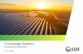 Cox Energy América · 2021. 2. 12. · proyectos como GPG (Naturgy), X-ELIO (KKR y Brookfield) y JINKO. •Adjudicaciónde 264 GWh anuales en la licitación de Chile por 20 años.