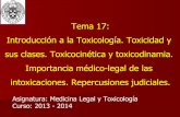 Tema 17: Introducción a la Toxicología. Toxicidad y sus ...