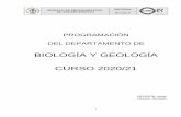 BIOLOGÍA Y GEOLOGÍA CURSO 2020/21