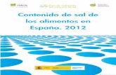 Contenido de sal de los alimentos en España. 2012