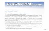 II. ACTIVIDADES DEL MINISTERIO DURANTE 2012