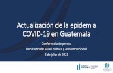 Actualización de la epidemia COVID-19 en Guatemala