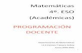 Matemáticas 4º. ESO (Académicas) PROGRAMACIÓN DOCENTE