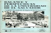 BALANCE Y PERSPECTIV AS DE LA UNIVERSIDAD DE EL SALVADOR