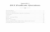 Appendix I DUI Predicate Questions