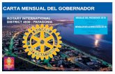 CARTA MENSUAL DEL GOBERNADOR - Rotary Club Esquel