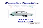 OFERTAS SEAT 600 - Recambios Tamarit