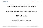 ESPECIFICACIONES DE AULA PROGRAMACIÓN DE FRANCÉS
