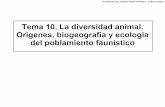 Tema 10. La diversidad animal. Origenes, biogeografia y ...