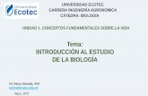 Tema: INTRODUCCIÓN AL ESTUDIO DE LA BIOLOGÍA