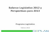 Balance Legislativo 2012 y Perspectivas para 2013