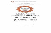 MANUAL DE PROCEDIMIENTOS ACADÉMICOS (MAPRO) - 2021