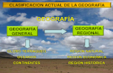 CLASIFICACION ACTUAL DE LA GEOGRAFÍA GEOGRAFÍA .geografÍa general geografÍa regional. geografÍa